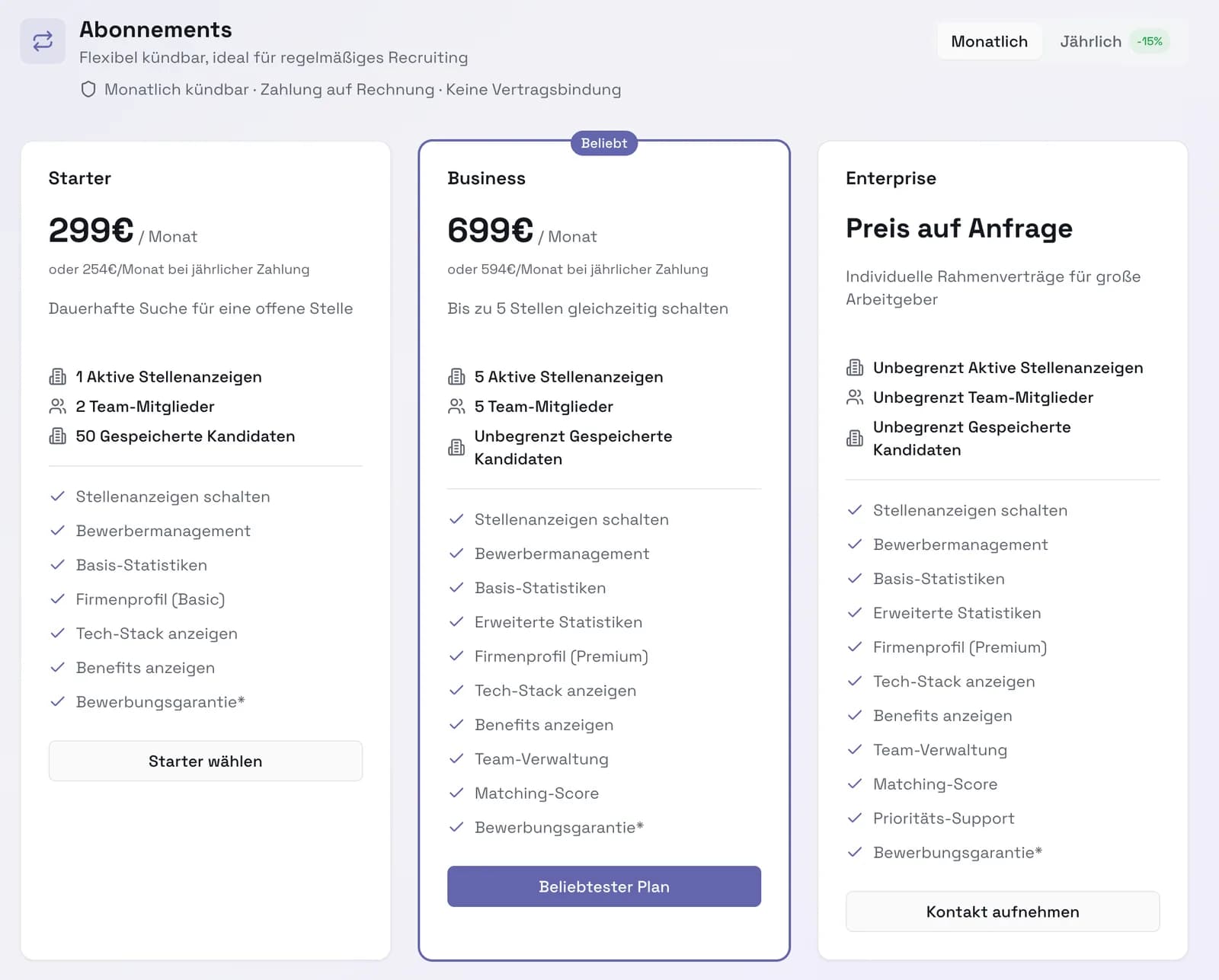Bewerbungsgarantie und Preisübersicht auf php-entwickler.de